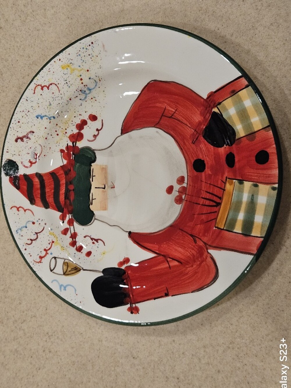 RARE LE 2018 VIETRI OLD ST NICK SANTA CHAMPAGNE CHRISTMAS SALAD ACCENT PLATE